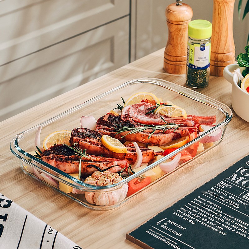 格娜斯玻璃烤盘捞汁小海鲜盘微波炉专用长方形器皿家用蒸鱼盘子 - 图2