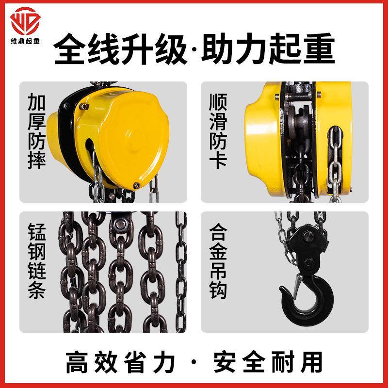 手拉葫芦1/2//5吨倒链小型铁葫芦10t三角起重吊机手动葫芦吊 - 图2