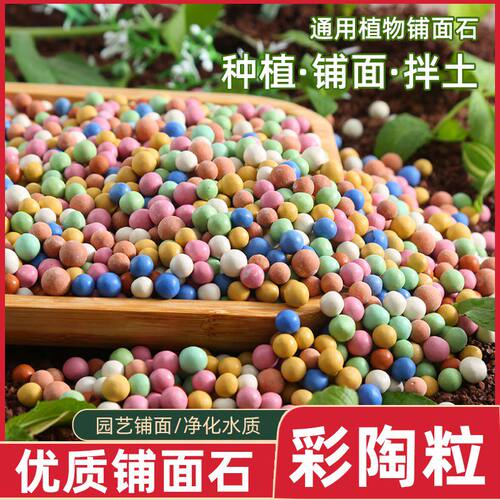 花盆彩色陶粒花用水培陶粒球鱼缸垫底大颗粒沉水厂家直销园艺植物 - 图2