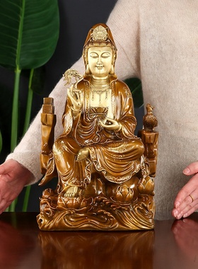 纯铜手工娑婆三圣佛像摆件保平安