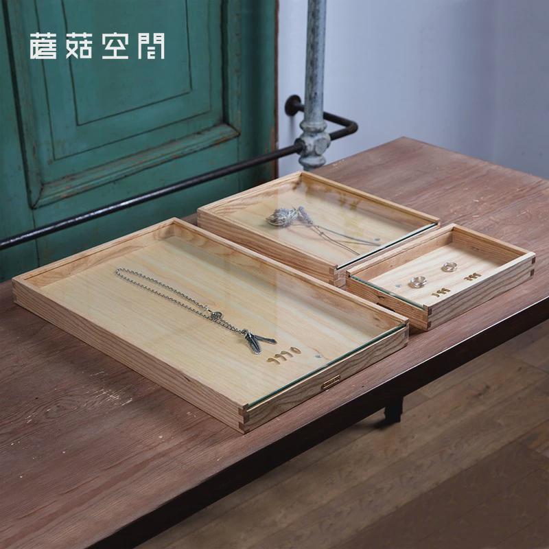 白蜡木实木榫卯组合木匣子 玻璃盖首饰盒礼盒收纳盒 收集整理木盒 - 图2