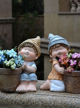 花园庭院别墅推车娃娃户外园林幼儿园雕塑造景装饰摆件