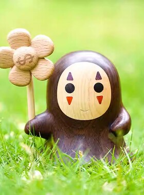 宫崎骏无脸男摆件可爱实木桌面装饰手里有钱花送朋友千与礼物