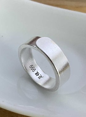 简单光面平面男女999纯银戒指活口银戒子单戒实心光戒食指戒环