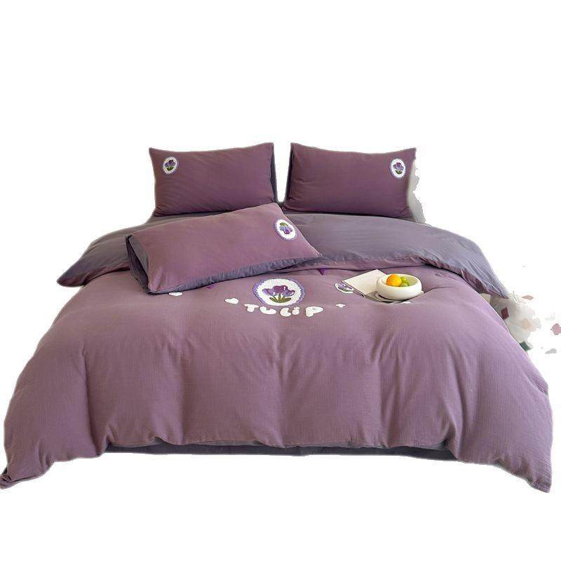 春季A类纯棉双层纱床上四件套轻奢全棉小清新床品被套床单三件套4,淘宝优惠券,粉丝福利购,淘宝优惠卷