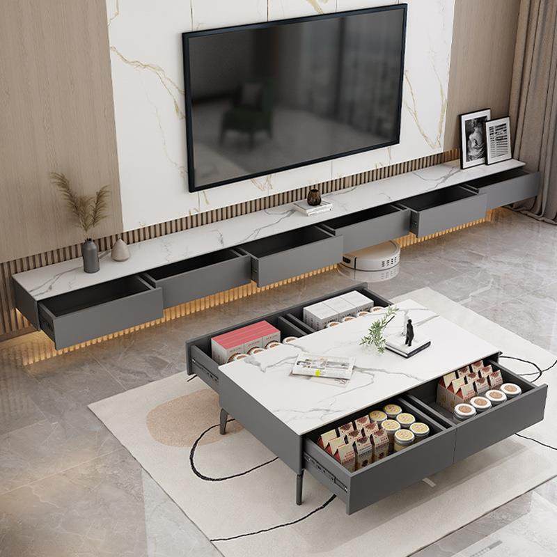 岩板悬空电视柜茶几组合简约现代客厅家用小户型轻奢墙壁挂式机柜,淘宝优惠券,粉丝福利购,淘宝优惠卷