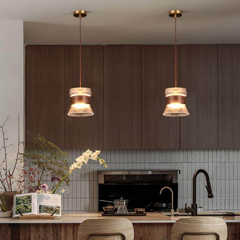 餐厅吊灯复古日式三头胡桃木玻璃餐桌吧台橱窗卧室床头灯复古风,淘宝优惠券,粉丝福利购,淘宝优惠卷