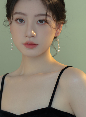 午后酒会长版流苏珍珠耳环女小众设计高级感耳饰耳坠2023年新款潮