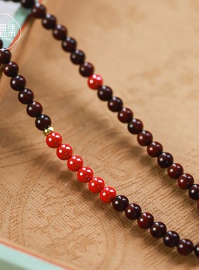 天然高油高密小叶紫檀双圈佛珠串珠手串新中式国风文玩盘玩手链女