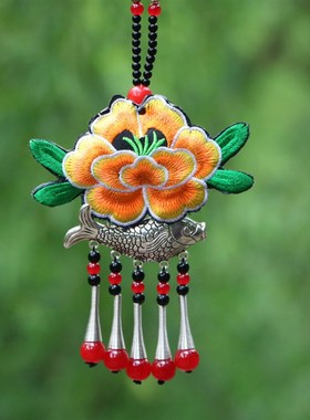 长款毛衣链冬饰品装饰项链配饰刺绣百搭挂饰个性大气挂件荷包彩珠