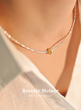 纯银几何吊坠项链女法式锁骨链