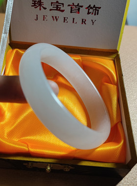 心玉行天然水润白水墨丹青玉转运手镯子女爱人少女礼物送妈妈妻子