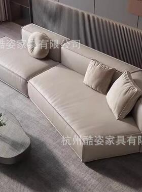 北欧轻奢现代真皮三人休闲沙发工作室设计师商店影楼服装店沙发
