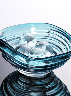 轻奢透明白琉璃球摆件圆球现代客厅样板房果盘办公室艺术珠装饰品