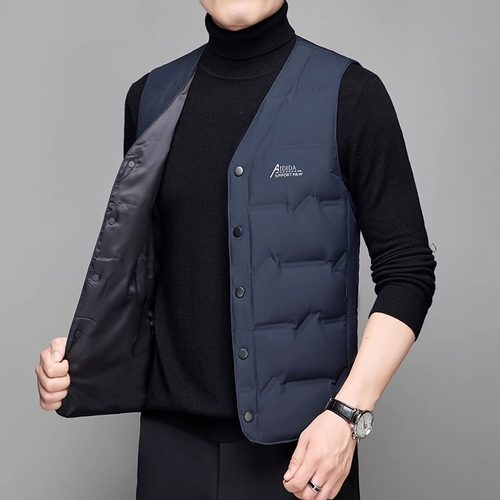 羽绒服马甲男款秋冬季新款时尚中老青年人内外穿轻薄保暖马夹背心 - 图2