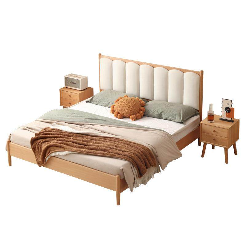 北欧榉木实木1.8双人床日式小户型1.5米单人床原木风木蜡油简约床,淘宝优惠券,粉丝福利购,淘宝优惠卷