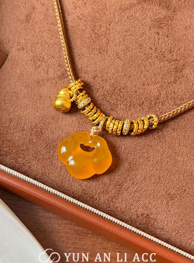 古法沙金大肚佛玉髓挂脖项链配饰