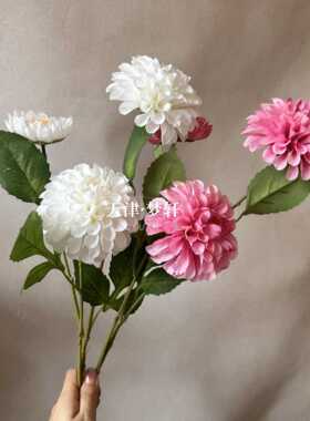 婚庆3头蜂巢果暗香花 仿真大丽花家居软装摆件道具粉色系花材