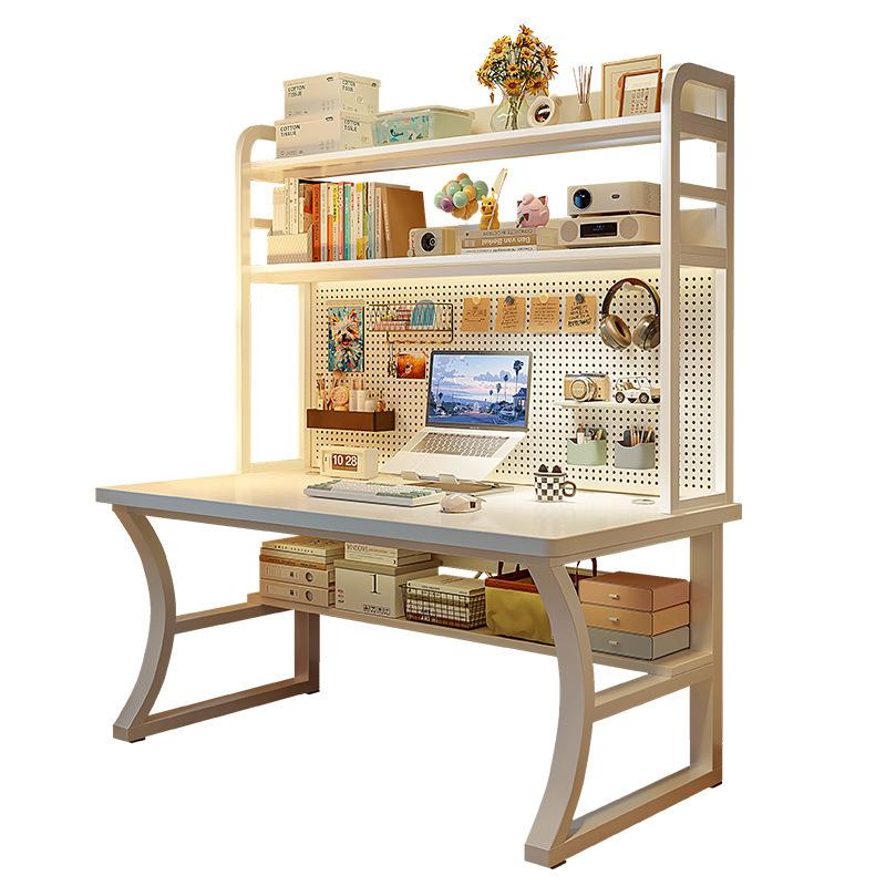 Solid wood desk bookshelf integrated with hole board computer desk home bedroom office desk student learning writing desk