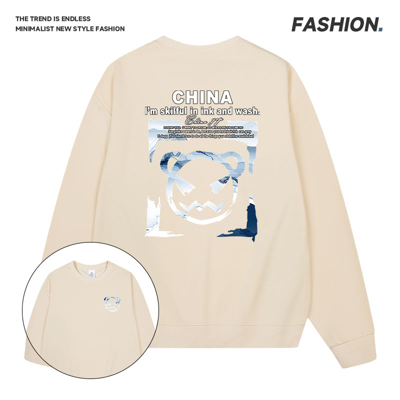2025新款潮牌街头小众印花春秋宽松圆领透气长袖百搭休闲简约卫衣