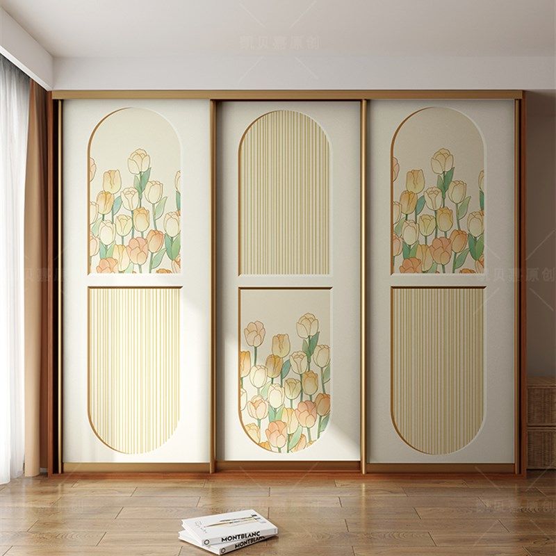 装万家玻璃贴黄色郁金香推拉门翻新贴纸移门改造卧室装饰房间布置,淘宝优惠券,粉丝福利购,淘宝优惠卷