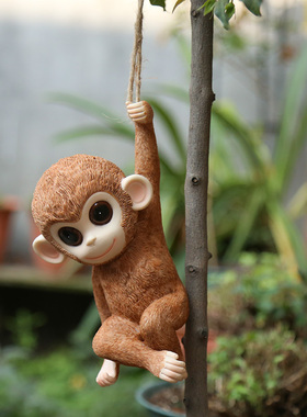 庭院装饰 户外花园 小院子树上装饰小摆件 树脂创意仿真猴子摆件