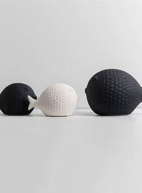 胖头鱼创件摆意陶瓷情侣鱼家居客厅样板间民宿家居酒店装饰品