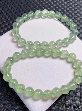 天然葡萄石手链招财绿色水晶珠子原石串珠散珠单圈手串男女款饰品