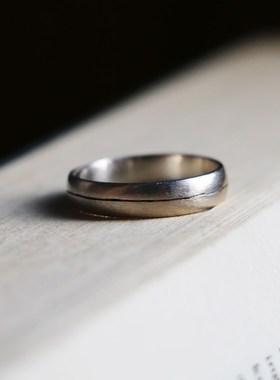 999纯银手工复古情侣直线开口戒指 送女友男友闺蜜礼物