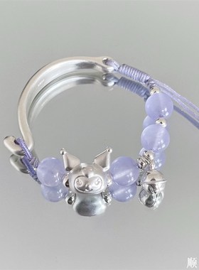 女宝宝婴儿新生的儿童纯银手镯库洛米女童单个见面礼周岁满月礼物