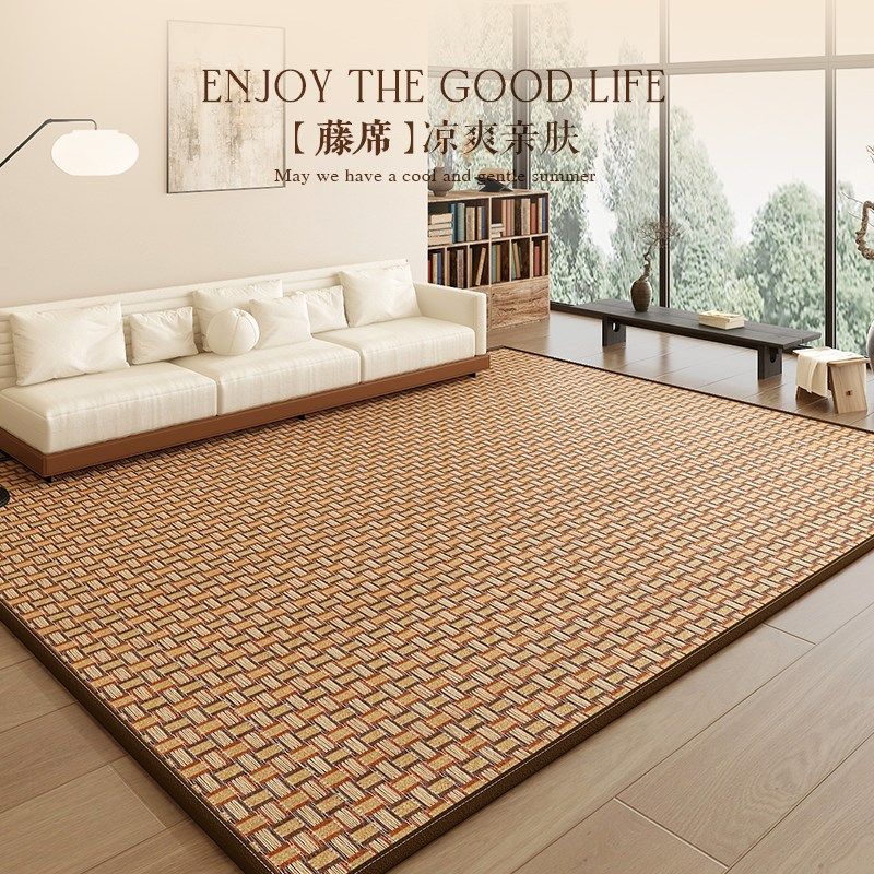 日式榻榻米地毯夏季新款凉席卧室藤编客厅地垫加厚免洗防滑定制,淘宝优惠券,粉丝福利购,淘宝优惠卷