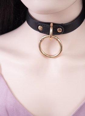 大吊环项圈定制刻字女m牵引绳手工皮具外侧颈带颈环颈链饰品