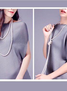 天然母贝珍珠项链正圆毛衣链长款旗袍复古秋冬百搭强光多层旗袍