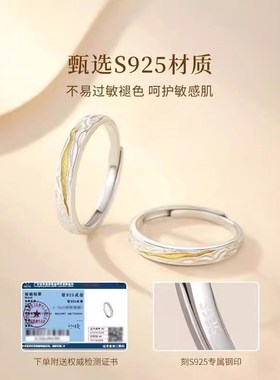 丁达尔效应戒指情侣款对戒纯银一对轻奢小众设计高级感新款刻字