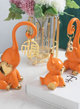 陶瓷轻奢一家三口福禄家居饰品客厅玄关乔迁礼物装饰摆件