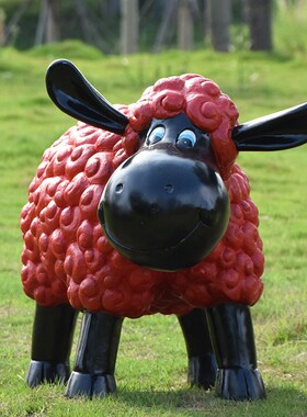 户外园落钢观庭院幼儿园草坪装饰玻璃景仿真动物绵羊林地摆件