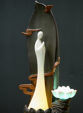 中式摆件 创意家居客厅博古架装饰品 复古小夜灯乔迁新居礼品