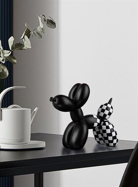 现可柜棋盘格狗轻奢树脂桌面客厅电视意装饰创爱摆件