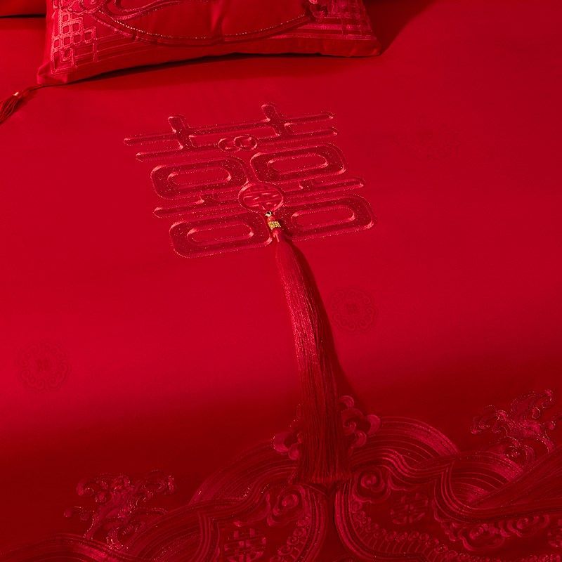 支全棉婚庆四六十件套刺绣新婚房床上用品大红色喜被子结婚,淘宝优惠券,粉丝福利购,淘宝优惠卷