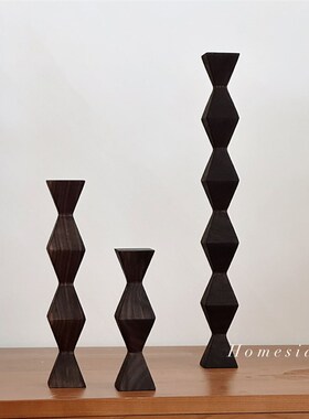 摆oese无尽胡柱ns几何形榉木之桃木实木H件样板间装饰