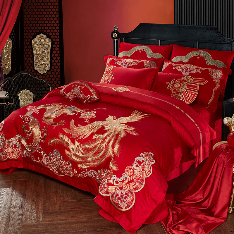 0s支全棉婚庆大红色龙凤婚房床上用品喜被子结婚六十件套,淘宝优惠券,粉丝福利购,淘宝优惠卷
