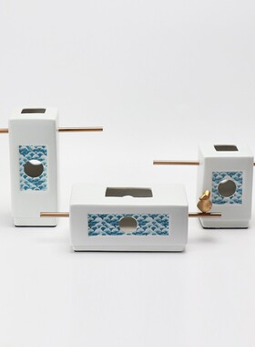 新中式陶瓷摆件软装家居饰品样板房售楼处客厅大堂玄关博古架装饰