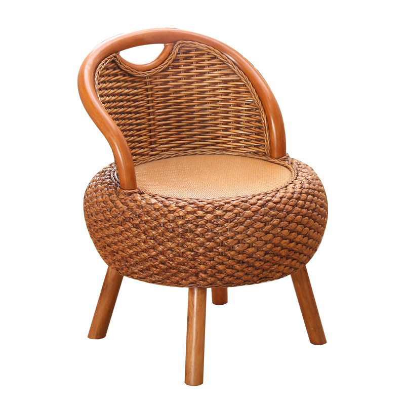 藤编小藤椅家用阳台实木单人靠背椅矮凳三件套新中式日式凳子椅子,淘宝优惠券,粉丝福利购,淘宝优惠卷
