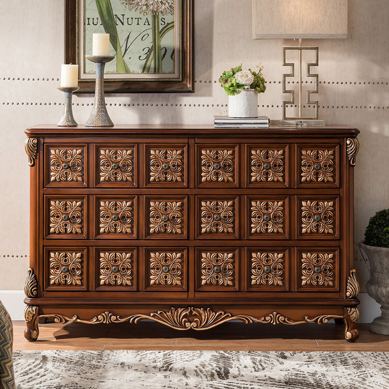 乡村复古实木斗柜收纳柜轻奢卧室欧式五斗柜玄关柜客厅彩绘,淘宝优惠券,粉丝福利购,淘宝优惠卷