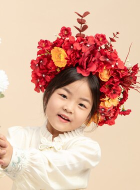 《红色簪花》儿童簪花头饰发箍 泉州浔埔簪花