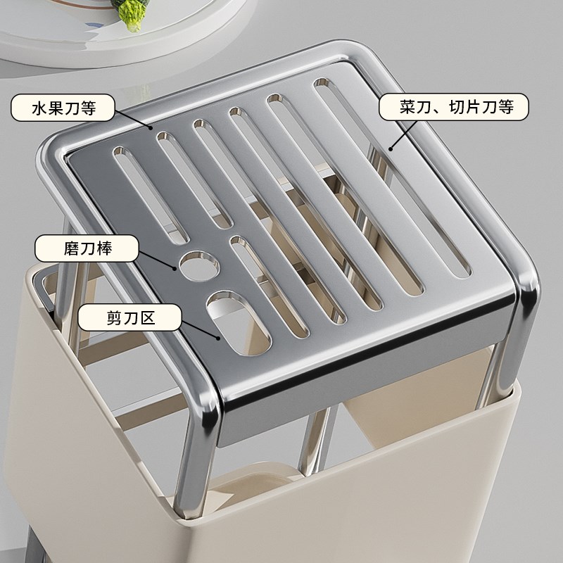 刀架台面沥水收纳架新款刀座厨房多功能放菜刀盒 - 图0