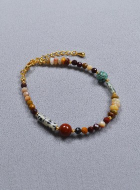 法式小众简约美拉德复古文艺真石串珠轻奢高级感项链锁骨链手链女