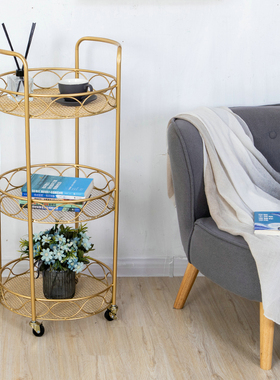 铁艺可移动小推车落地桌下收纳架厨房零食储物卧室家用床头