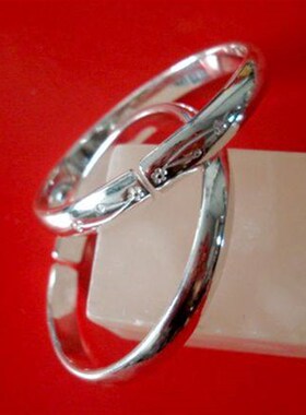 999纯银手镯开口实心 手工订做窄款光面银镯子女款时尚百搭简约镯