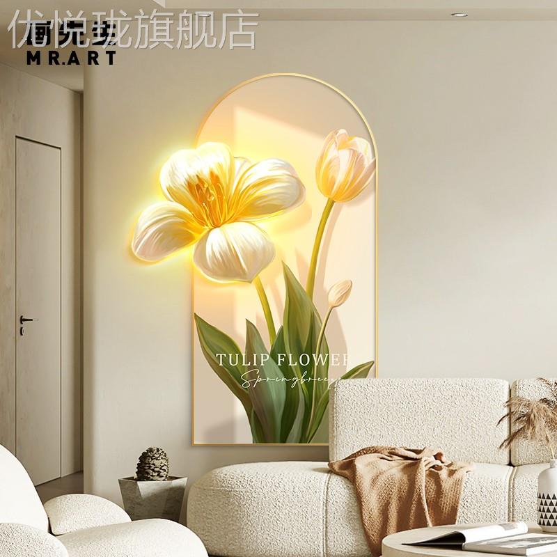 网红欧创北意玄关装饰画现代简约走廊道挂画小清新发光灯过画客厅 - 图2